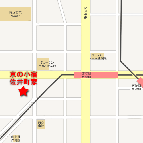 京の小宿　KANA町家への概略アクセスマップ