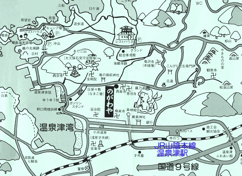 温泉津温泉　のがわや旅館への概略アクセスマップ