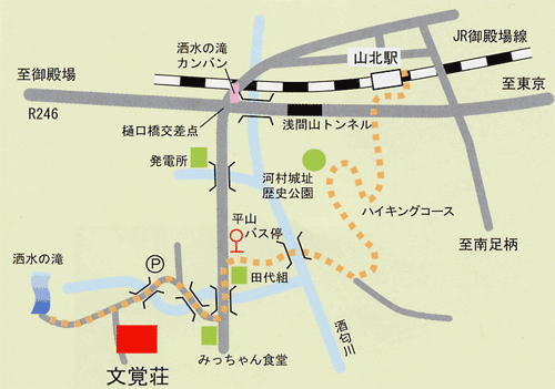 文覚荘への概略アクセスマップ