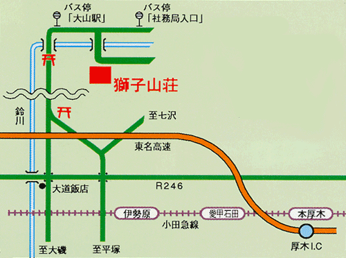 獅子山荘への概略アクセスマップ