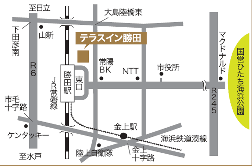 テラスイン勝田への概略アクセスマップ