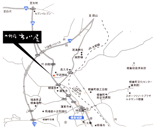 入野宿市川屋への概略アクセスマップ