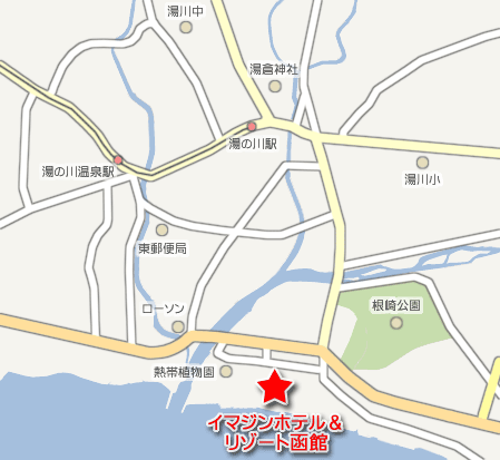 イマジンホテル＆リゾート函館への概略アクセスマップ