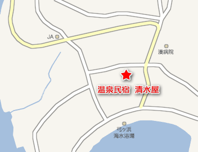 温泉民宿　清水屋への概略アクセスマップ