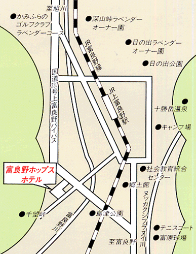 地図：富良野ホップスホテル