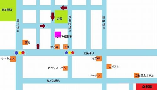 都和旅館への概略アクセスマップ