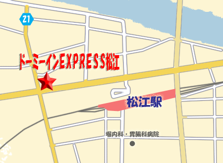 ドーミーインＥＸＰＲＥＳＳ松江（ドーミーイン・御宿野乃　ホテルズグループ）への概略アクセスマップ