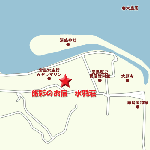 旅彩のお宿　水羽荘への概略アクセスマップ