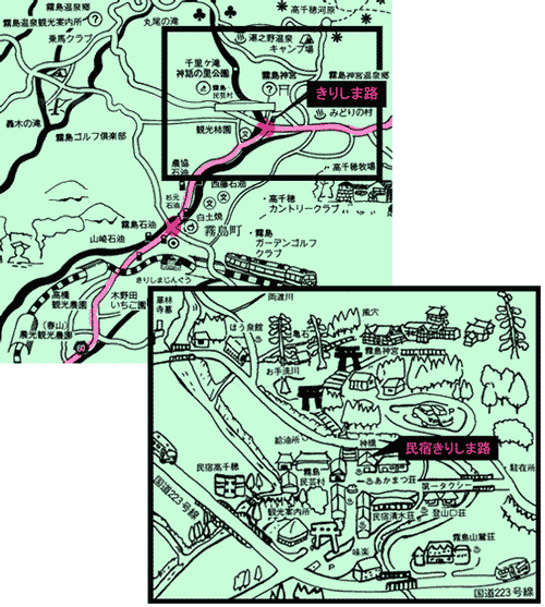 霧島神宮温泉　民宿きりしま路への概略アクセスマップ
