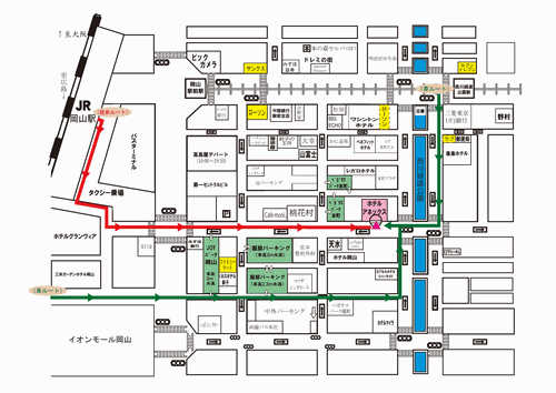 岡山ビジネスホテル　アネックスへの概略アクセスマップ