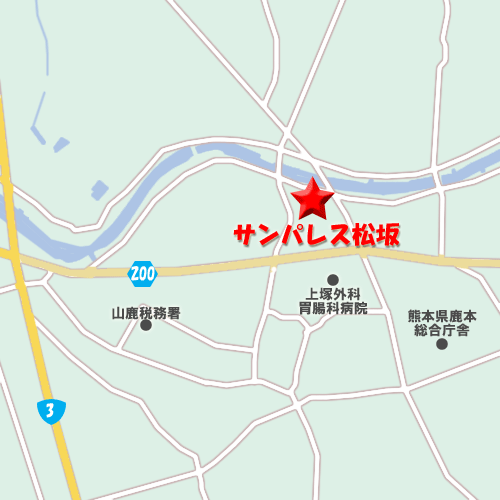 山鹿温泉　サンパレス松坂への概略アクセスマップ