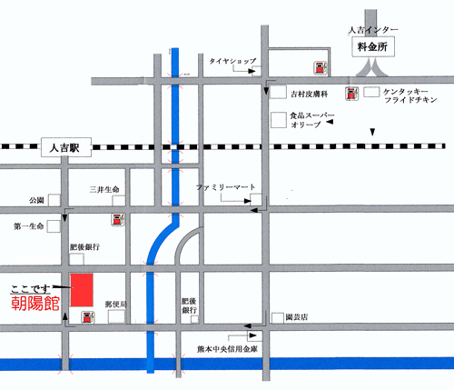 人吉温泉　ホテル朝陽館への案内図
