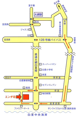 エンヂ荘への概略アクセスマップ