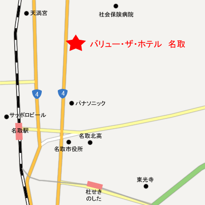 バリュー・ザ・ホテル仙台名取への概略アクセスマップ