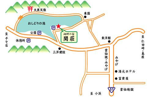 民宿　関荘への概略アクセスマップ