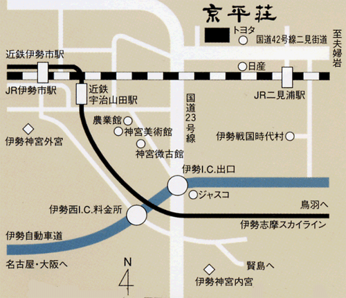 料亭旅館　京平荘への概略アクセスマップ
