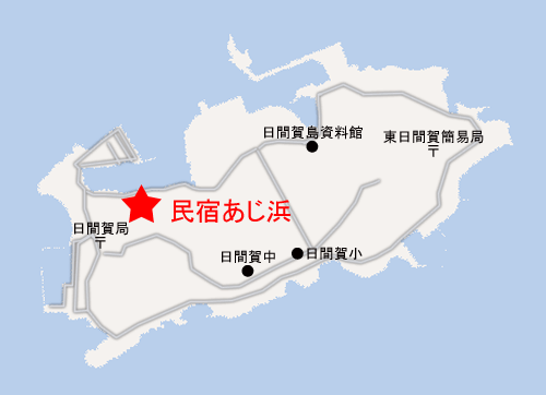 日間賀島　民宿あじ浜への概略アクセスマップ