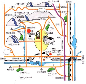 玄武温泉ロッヂたちばなへの概略アクセスマップ
