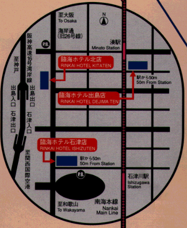 臨海ホテル北店への概略アクセスマップ