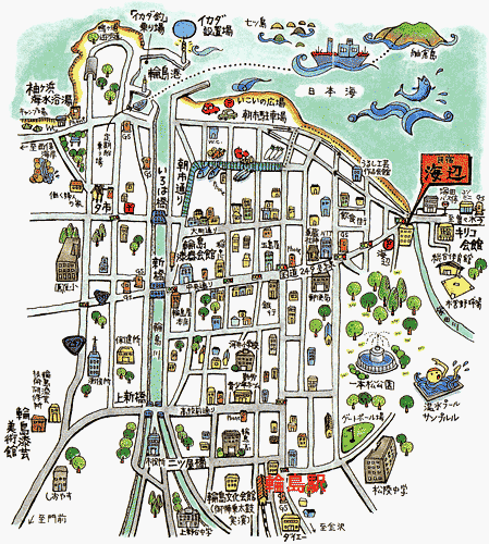 温泉民宿　海辺への概略アクセスマップ
