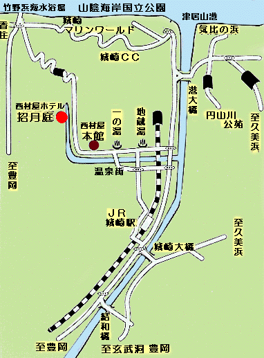 地図：城崎温泉　西村屋ホテル招月庭