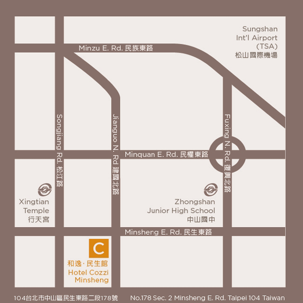 ホテルcozzi台北民生館 和逸飯店 台北民生館 Hotel Cozzi Minsheng Taipei 施設提供地図 楽天トラベル