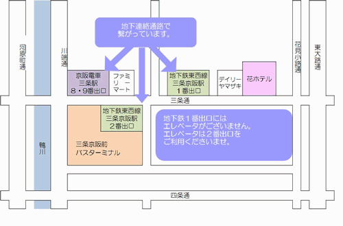 京都花ホテルへの概略アクセスマップ