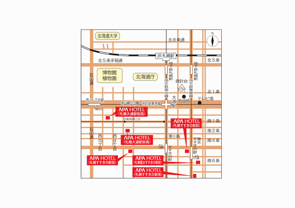 アパホテル〈札幌すすきの駅前〉への概略アクセスマップ