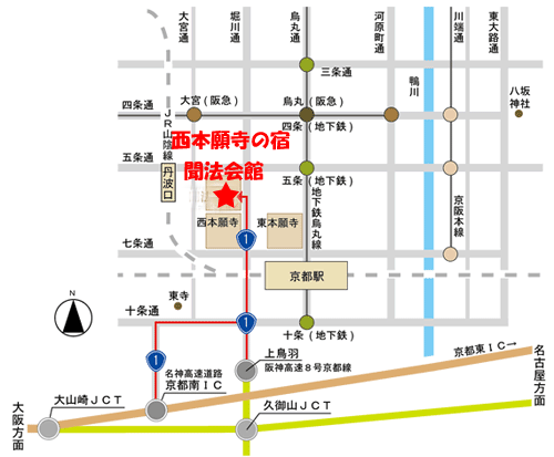 地図：西本願寺の宿　聞法会館