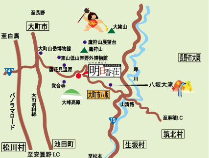 地図：信州金熊温泉　金太郎乃湯　明日香荘