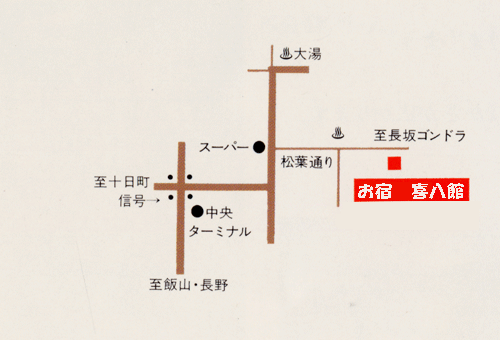 お宿　喜八館への概略アクセスマップ