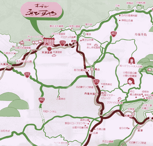 地図：京都・木津温泉　丹後の湯宿　ゑびすや（えびすや）