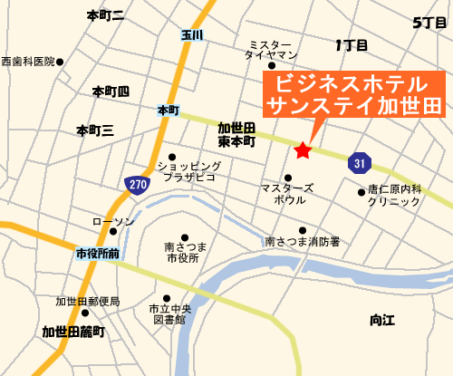 サンステイ加世田ビジネスホテル 地図