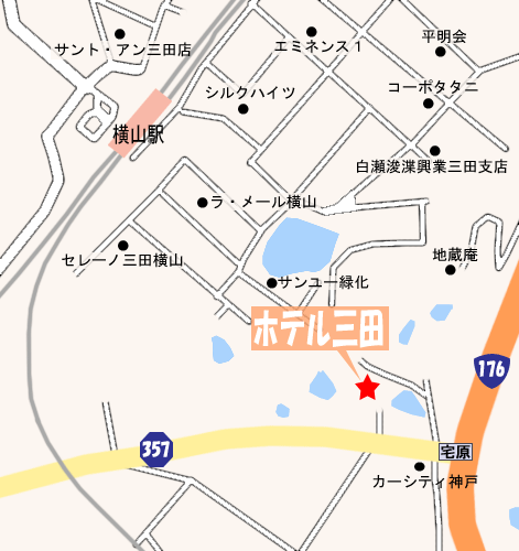 ホテル三田への概略アクセスマップ
