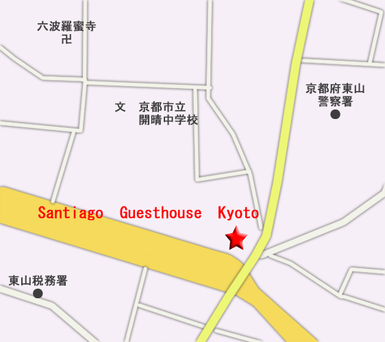 サンチャゴゲストハウス京都の地図画像