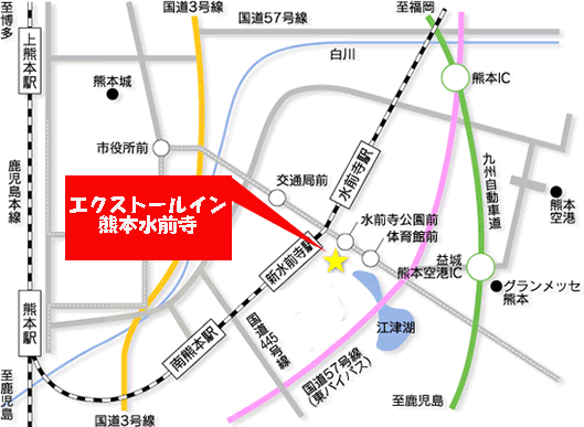 地図：エクストールイン熊本水前寺
