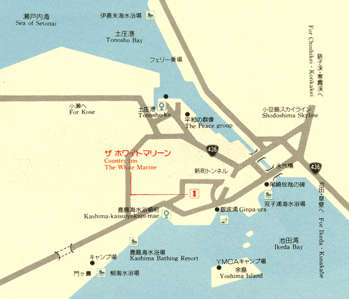 カントリーイン　ザ　ホワイトマリーン　＜小豆島＞への概略アクセスマップ