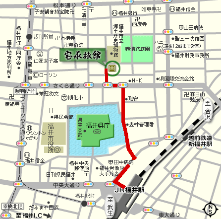 宝永旅館への概略アクセスマップ