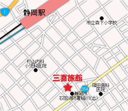 三喜旅館への概略アクセスマップ
