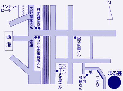 日間賀島　漁師宿　まる甚への概略アクセスマップ