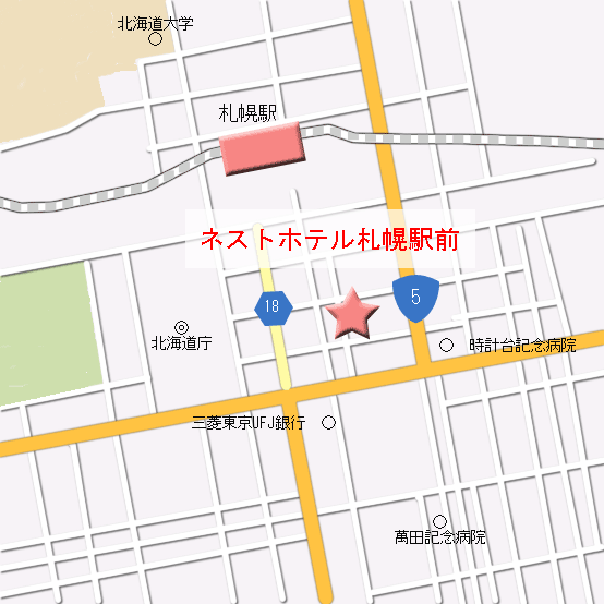 ネストホテル札幌駅前への概略アクセスマップ