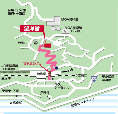四季倶楽部　熱海望洋館への概略アクセスマップ