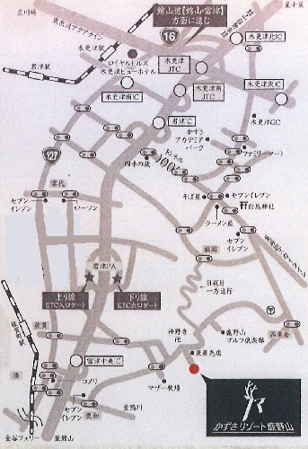 かずさリゾート　鹿野山ビューホテルへの概略アクセスマップ