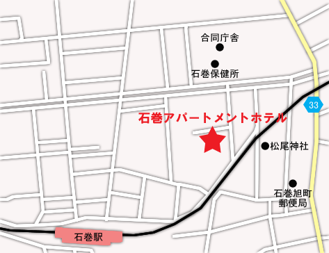 地図：石巻アパートメントホテル