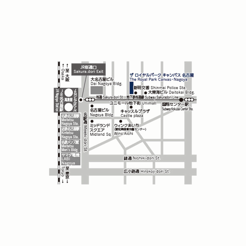 ザ　ロイヤルパーク　キャンバス　名古屋への概略アクセスマップ