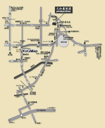 大和屋別荘への概略アクセスマップ