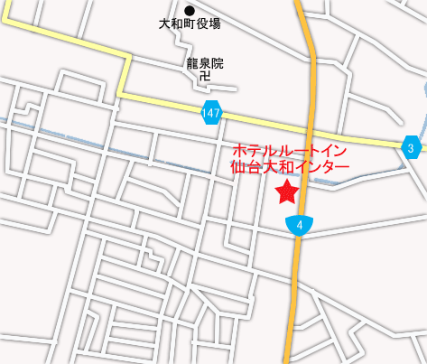ホテルルートイン仙台大和インターへの概略アクセスマップ