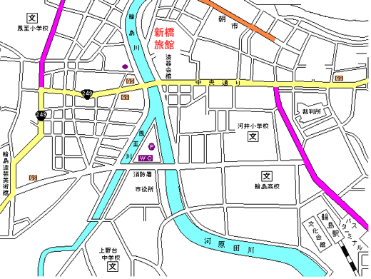新橋旅館への概略アクセスマップ