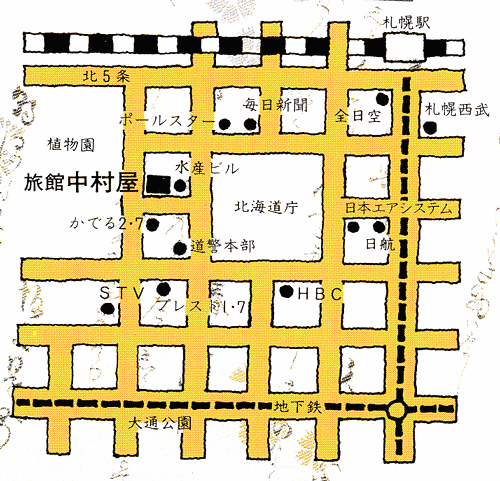 中村屋旅館＜北海道＞への概略アクセスマップ