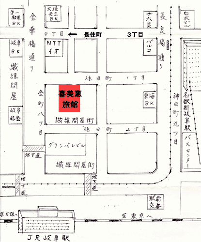 喜美恵旅館への概略アクセスマップ